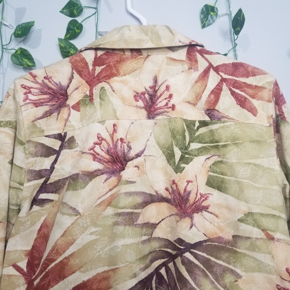 Coldwater Creek Tropical Womens M Cotton Button up Long Sleeve Jacket - Picture 7 of 12
